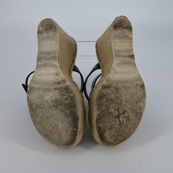 Yves Saint Laurent | Patent Leather Straw Platform Wedges Size: 39 - Picture 4 of 6